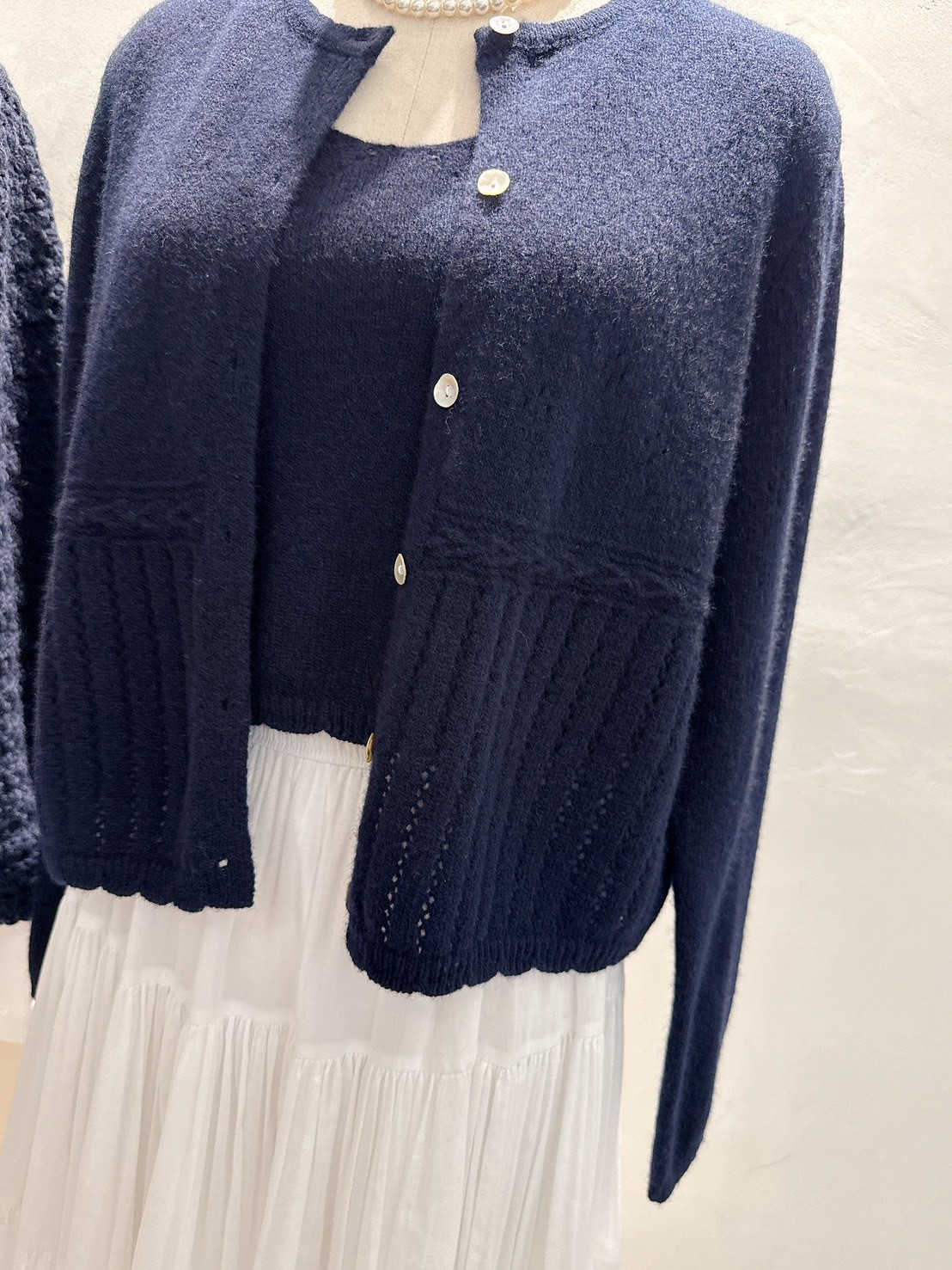 A09.甜美女孩緹花羊毛背心外套SET