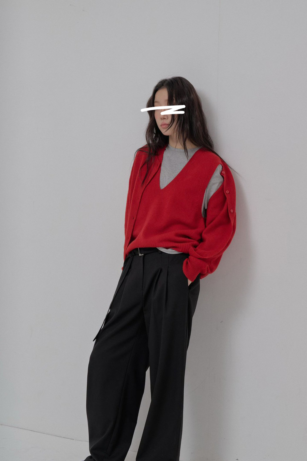 B90.100%羊毛造型兩穿背心+外套SET