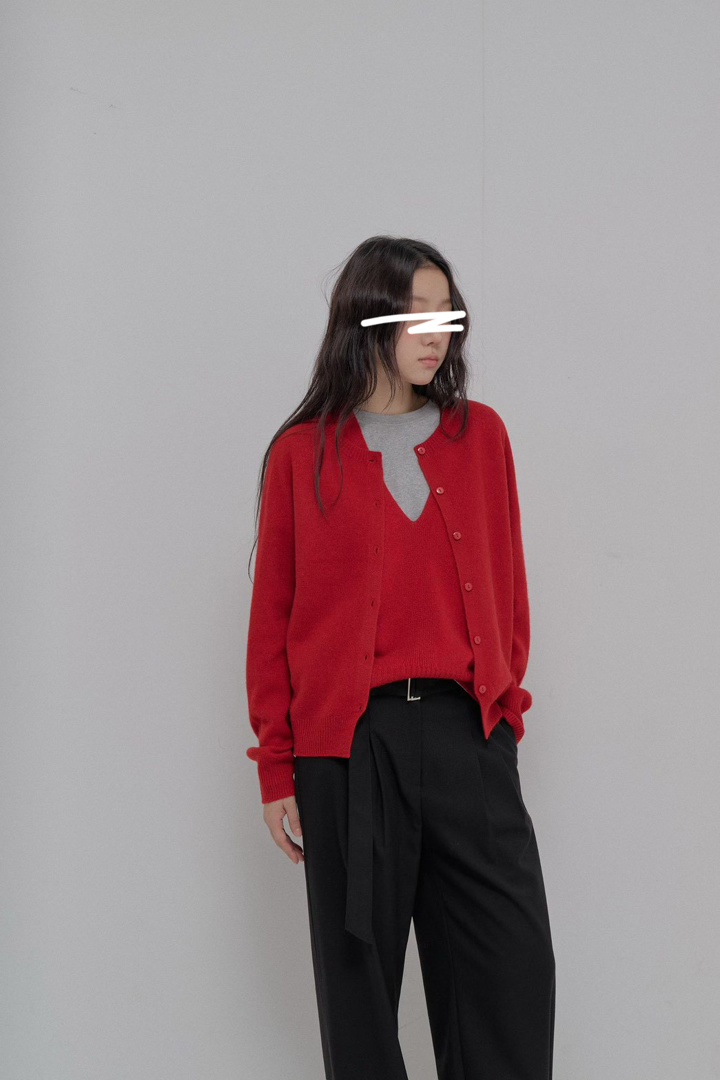 B90.100%羊毛造型兩穿背心+外套SET