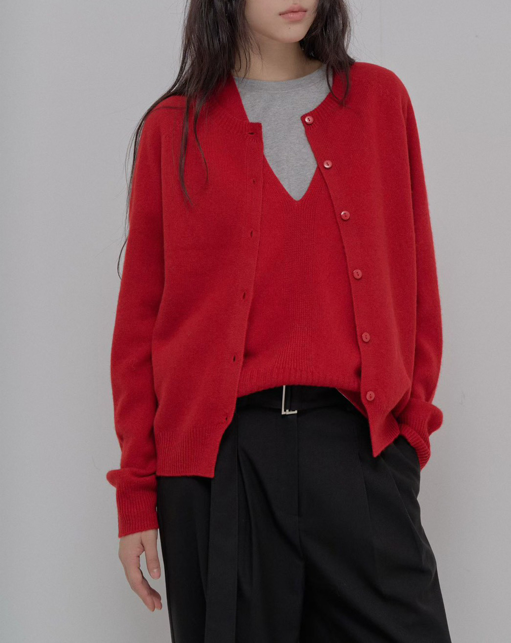 B90.100%羊毛造型兩穿背心+外套SET