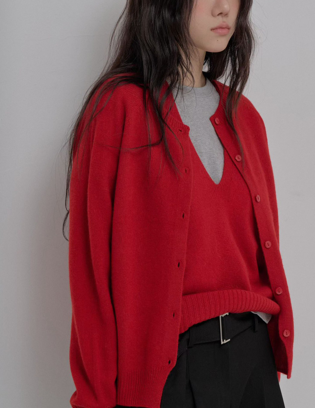 B90.100%羊毛造型兩穿背心+外套SET