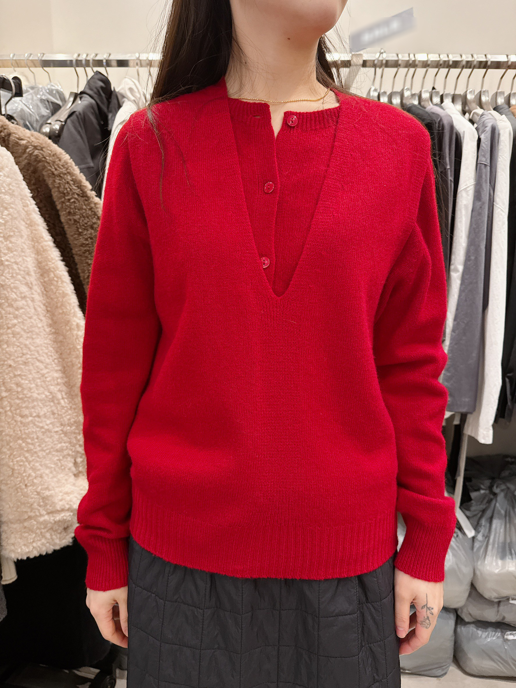 B90.100%羊毛造型兩穿背心+外套SET