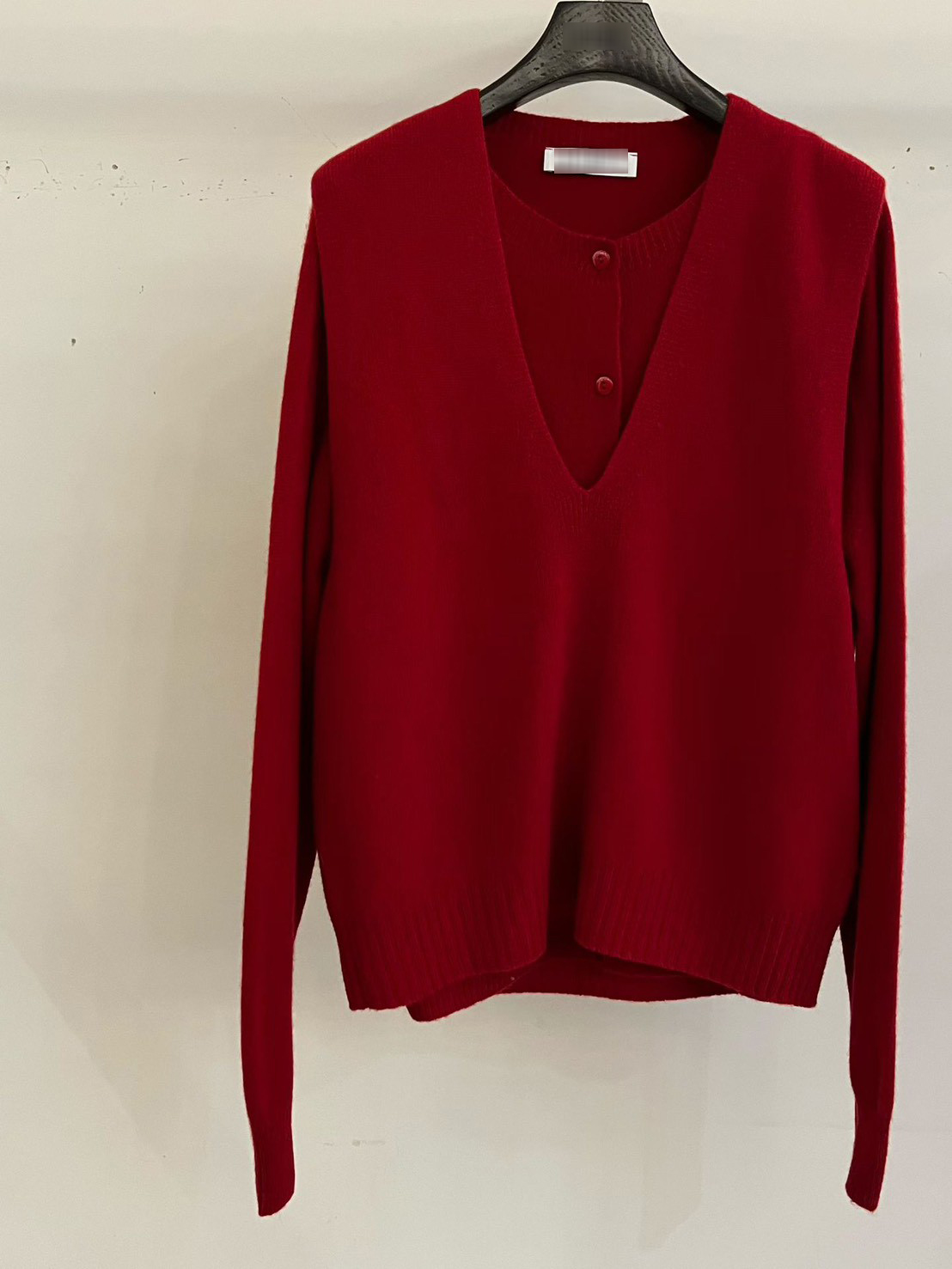 B90.100%羊毛造型兩穿背心+外套SET