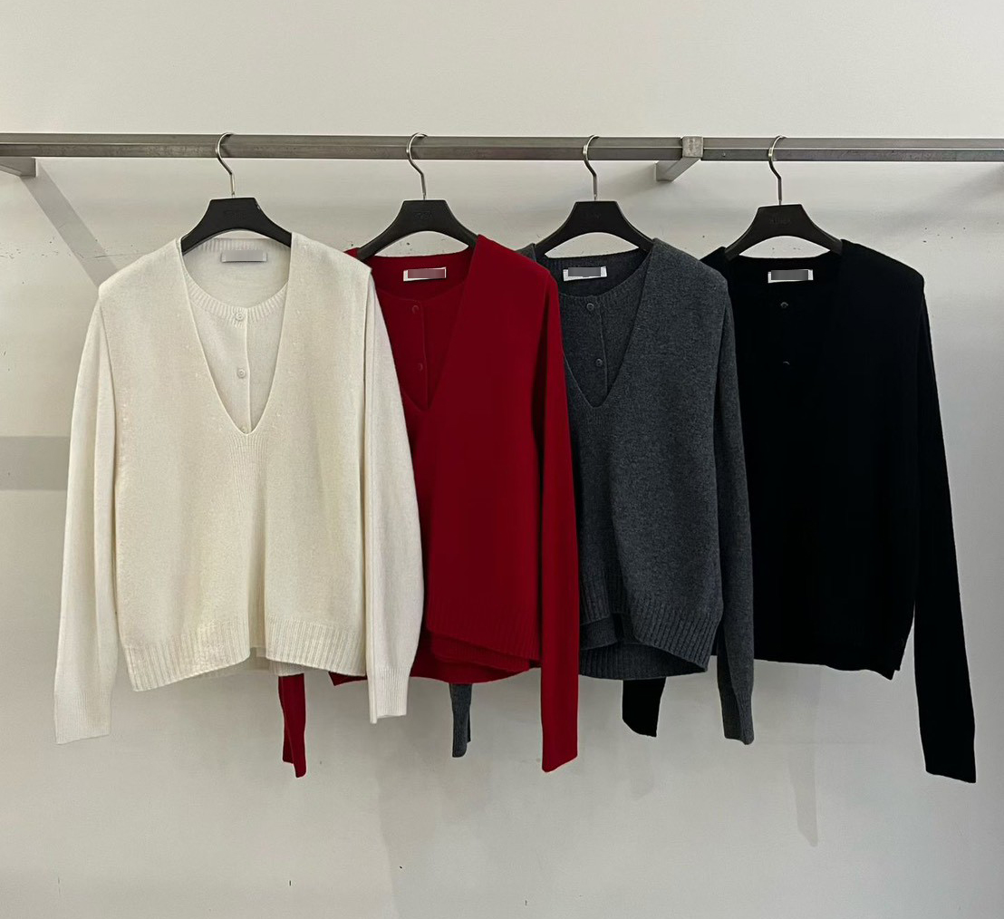 B90.100%羊毛造型兩穿背心+外套SET