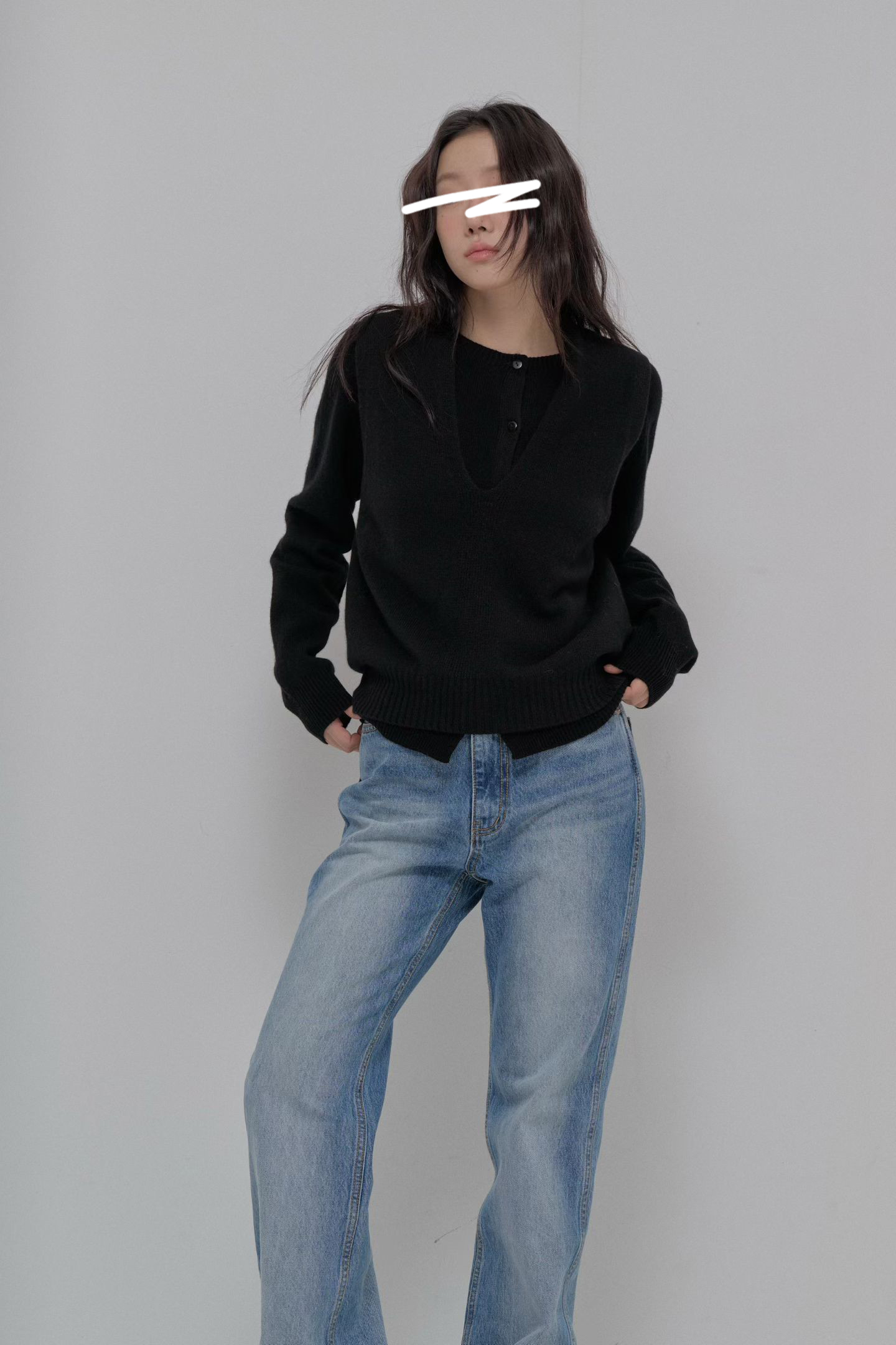 B90.100%羊毛造型兩穿背心+外套SET