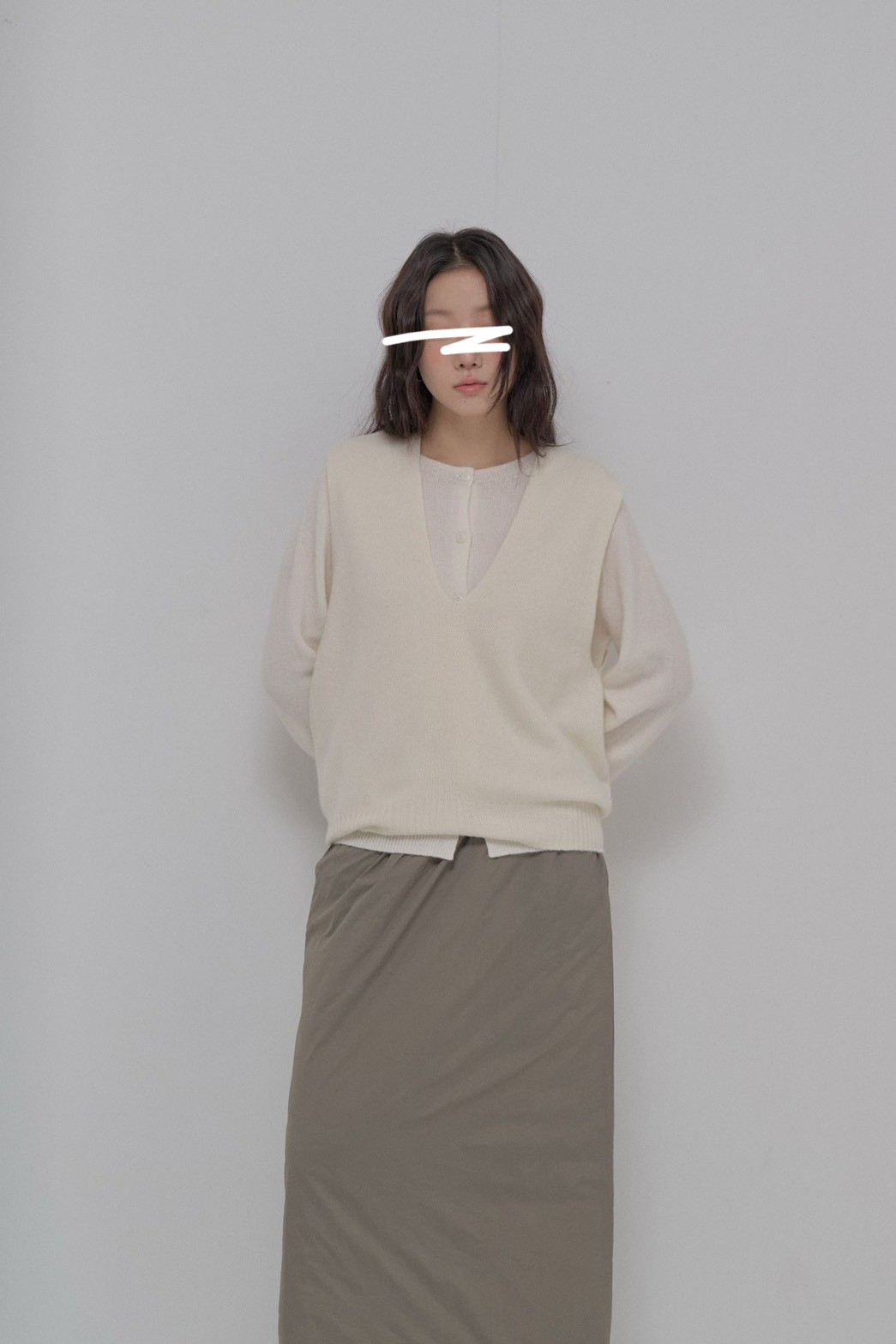 B90.100%羊毛造型兩穿背心+外套SET