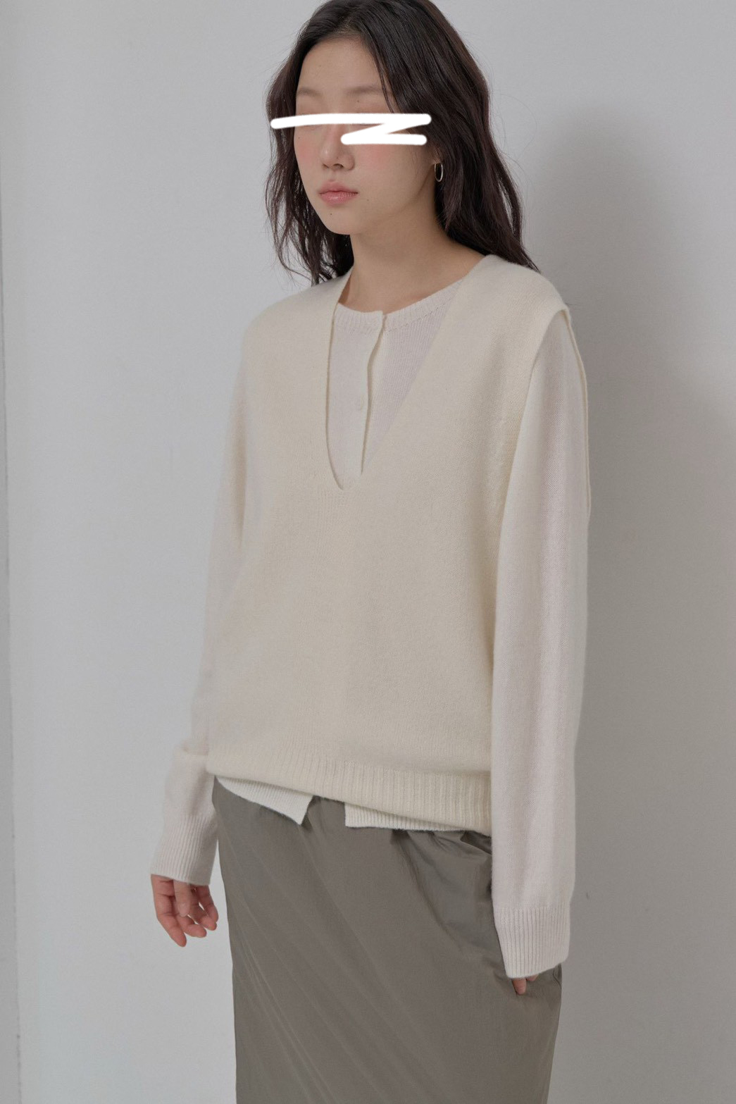 B90.100%羊毛造型兩穿背心+外套SET