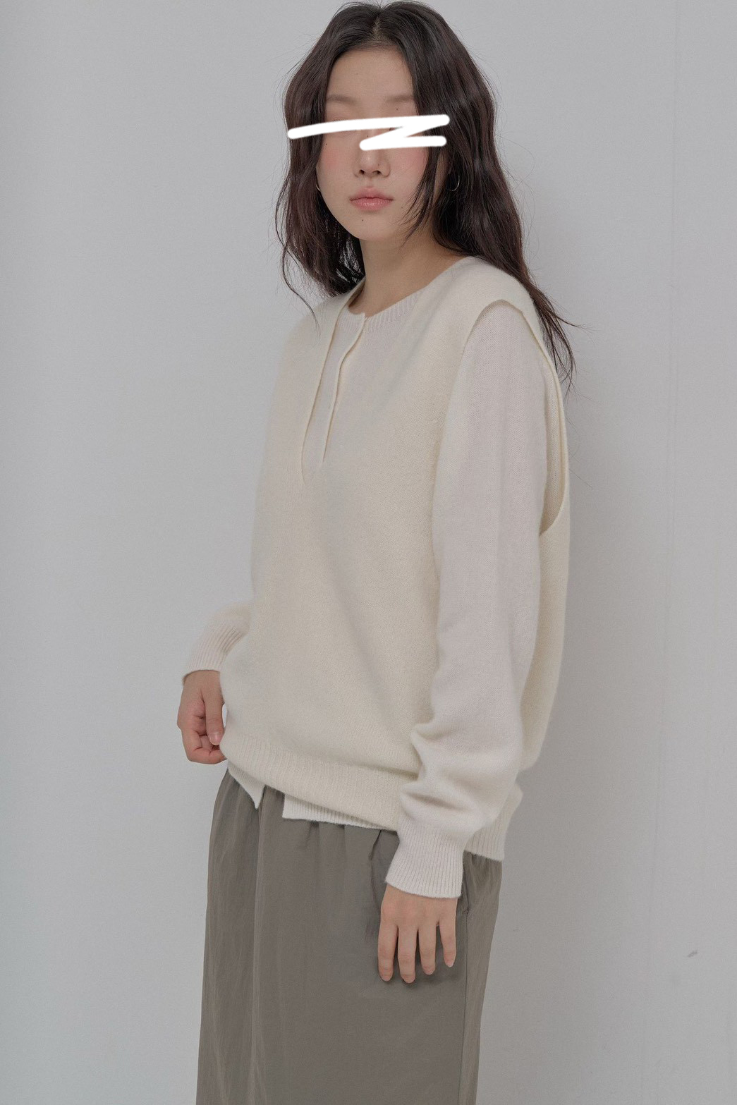 B90.100%羊毛造型兩穿背心+外套SET