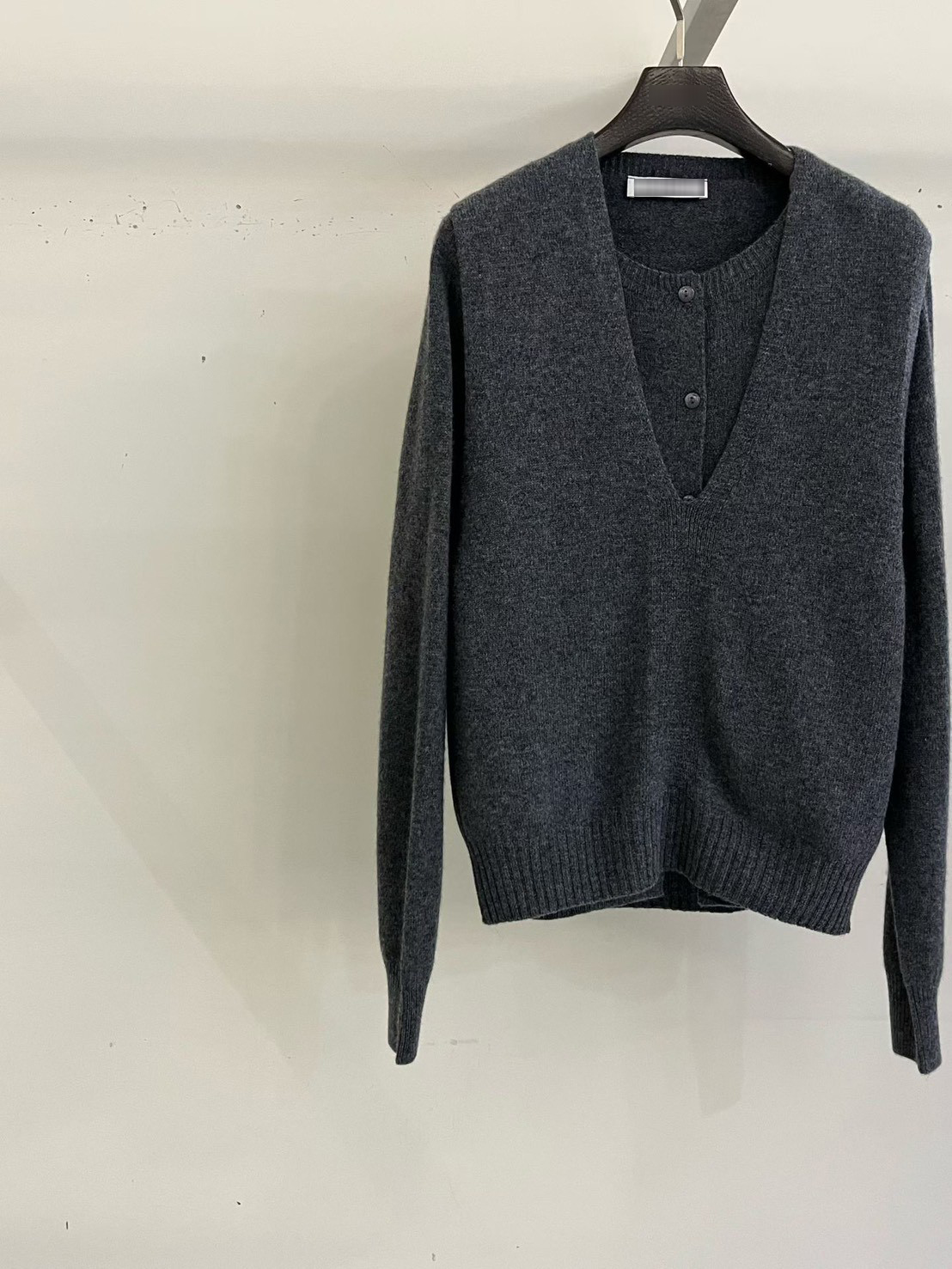 B90.100%羊毛造型兩穿背心+外套SET