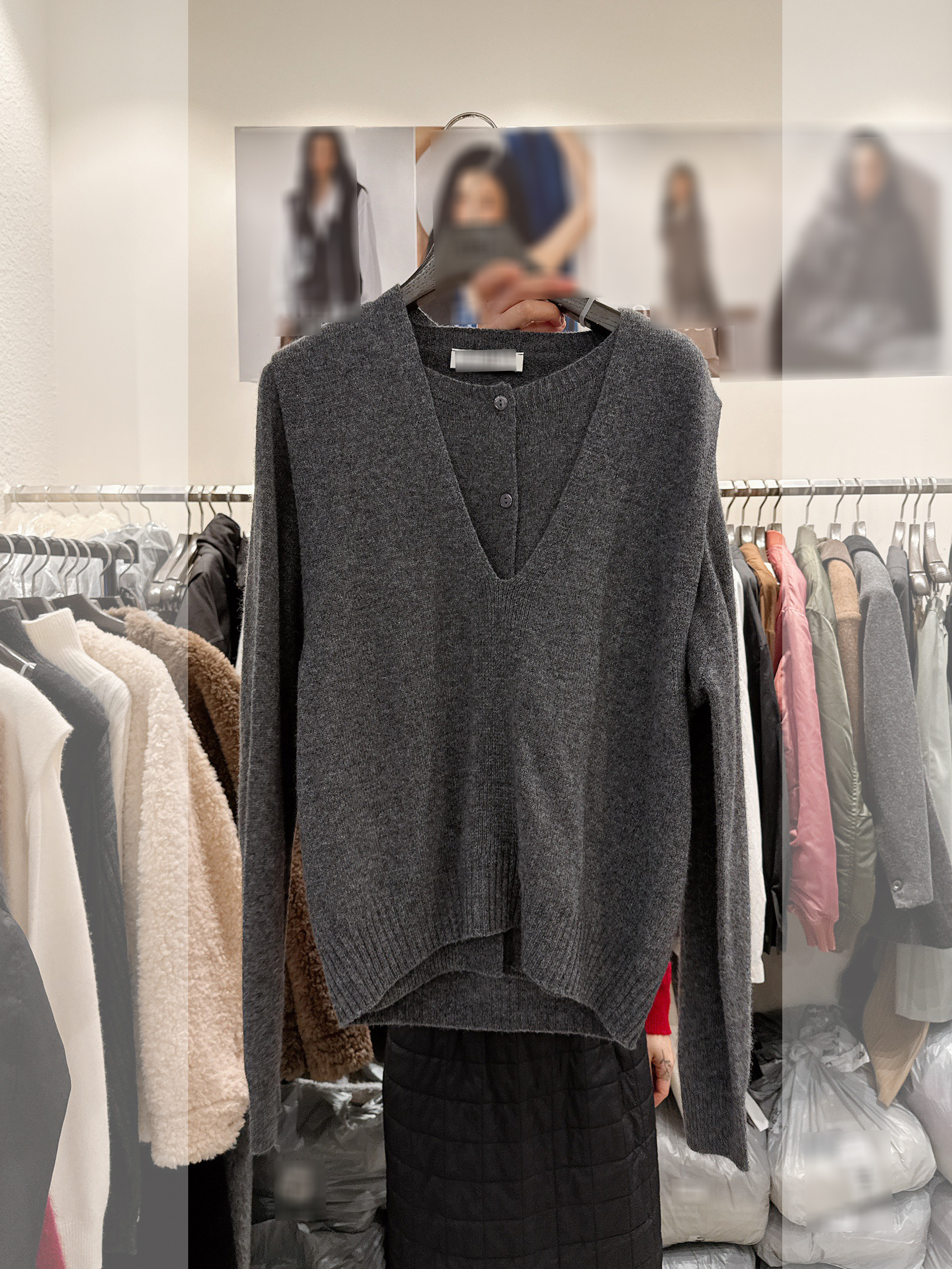 B90.100%羊毛造型兩穿背心+外套SET