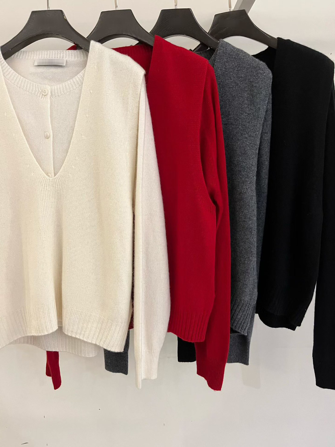 B90.100%羊毛造型兩穿背心+外套SET