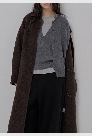 B90.100%羊毛造型兩穿背心+外套SET