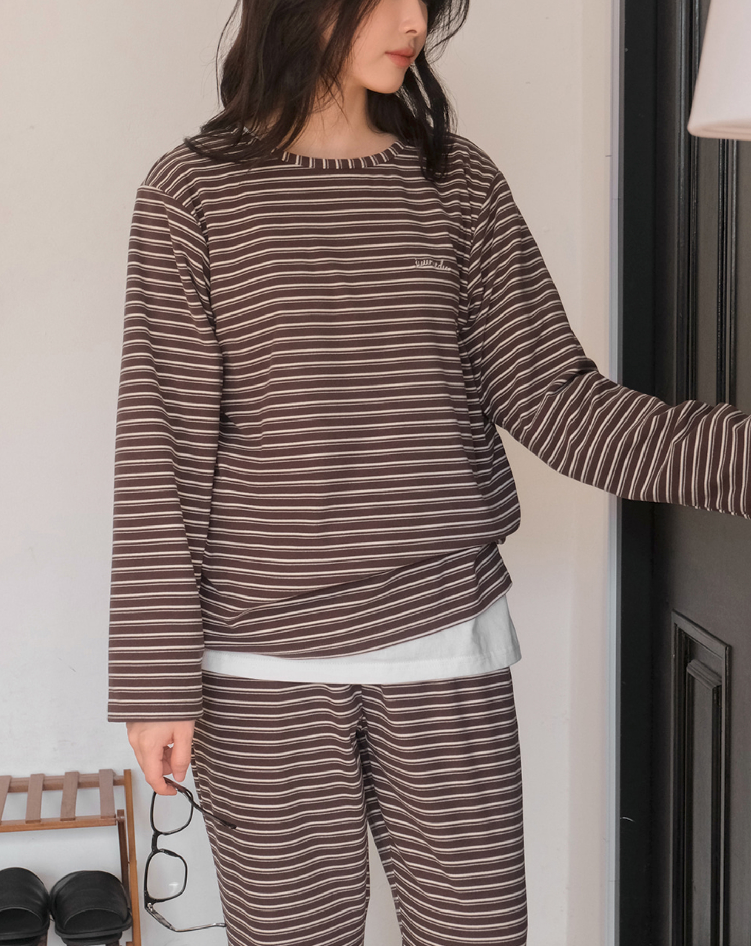 A04.條文小刺繡睡衣套裝