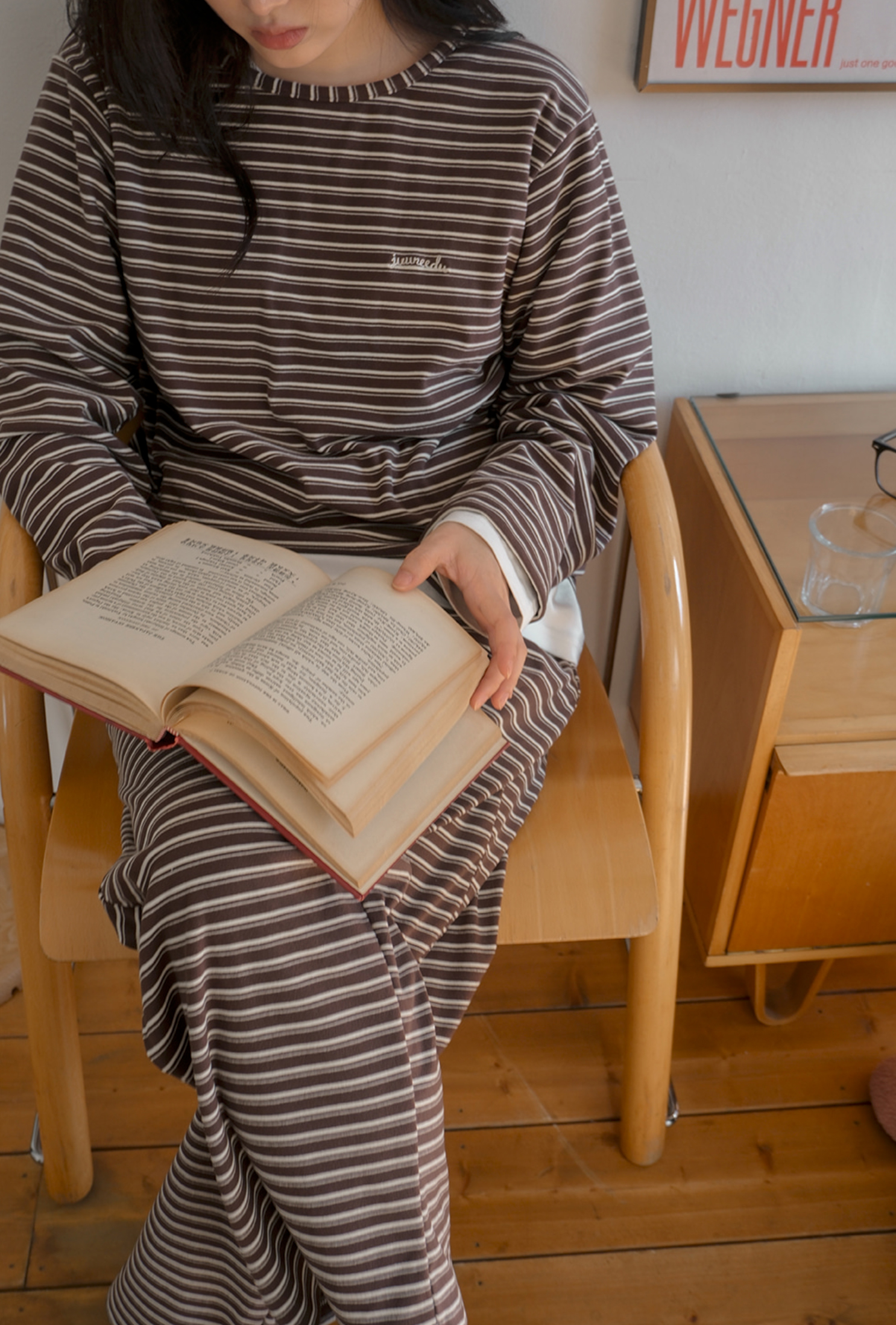 A04.條文小刺繡睡衣套裝